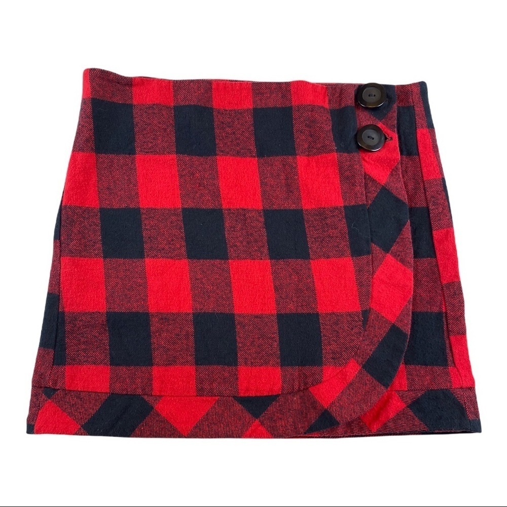Flannel Buffalo Plaid Wrap Skirt